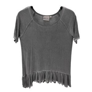 Dantelle Oil Dye Gray Ruffle Hem Drop Waist Top ~ Women’s MD